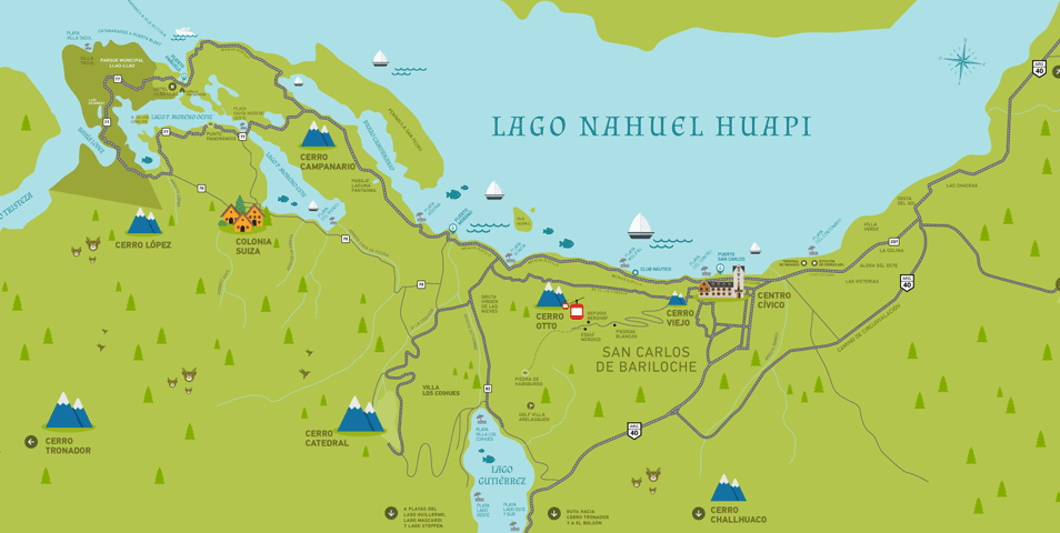 Mapa que atractivos de Bariloche