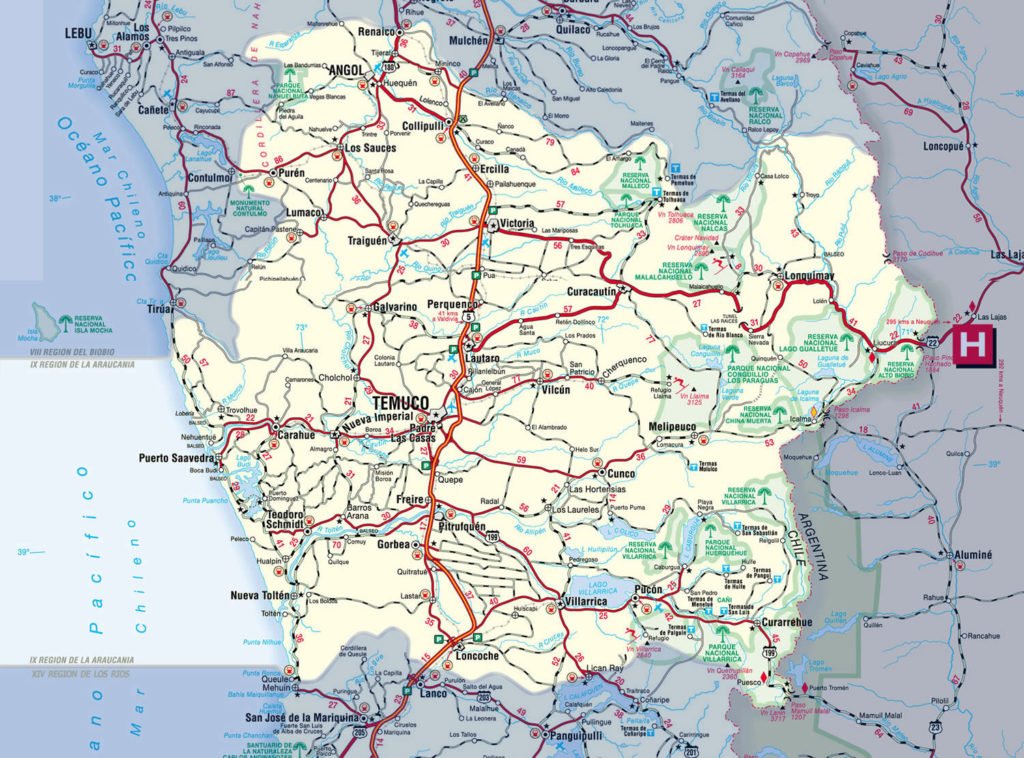 mapa region araucania